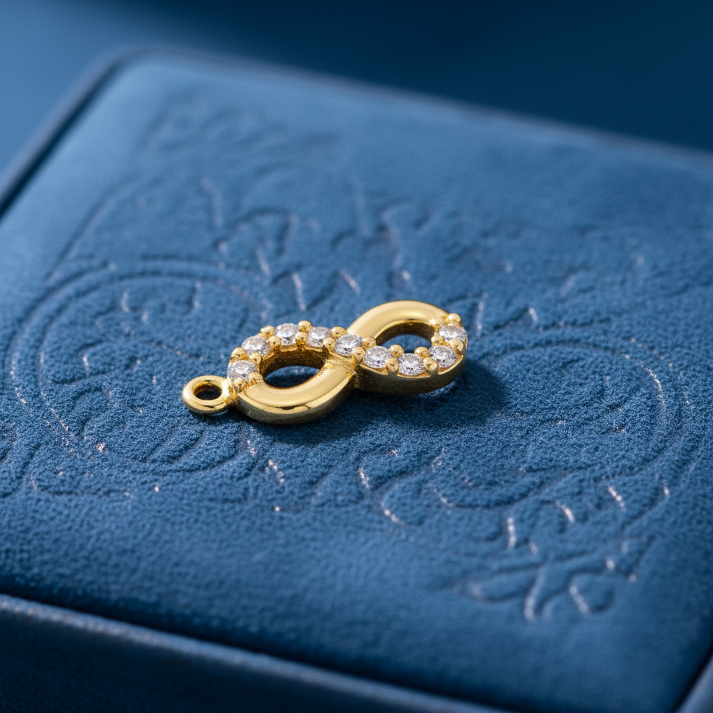 Solid 14K Yellow Gold Small Infinity CZ Pendant for Women and Teens