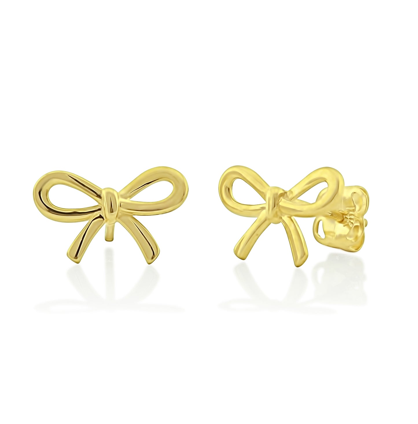 14K Yellow Gold Small Bow Stud Earrings - 0.35in