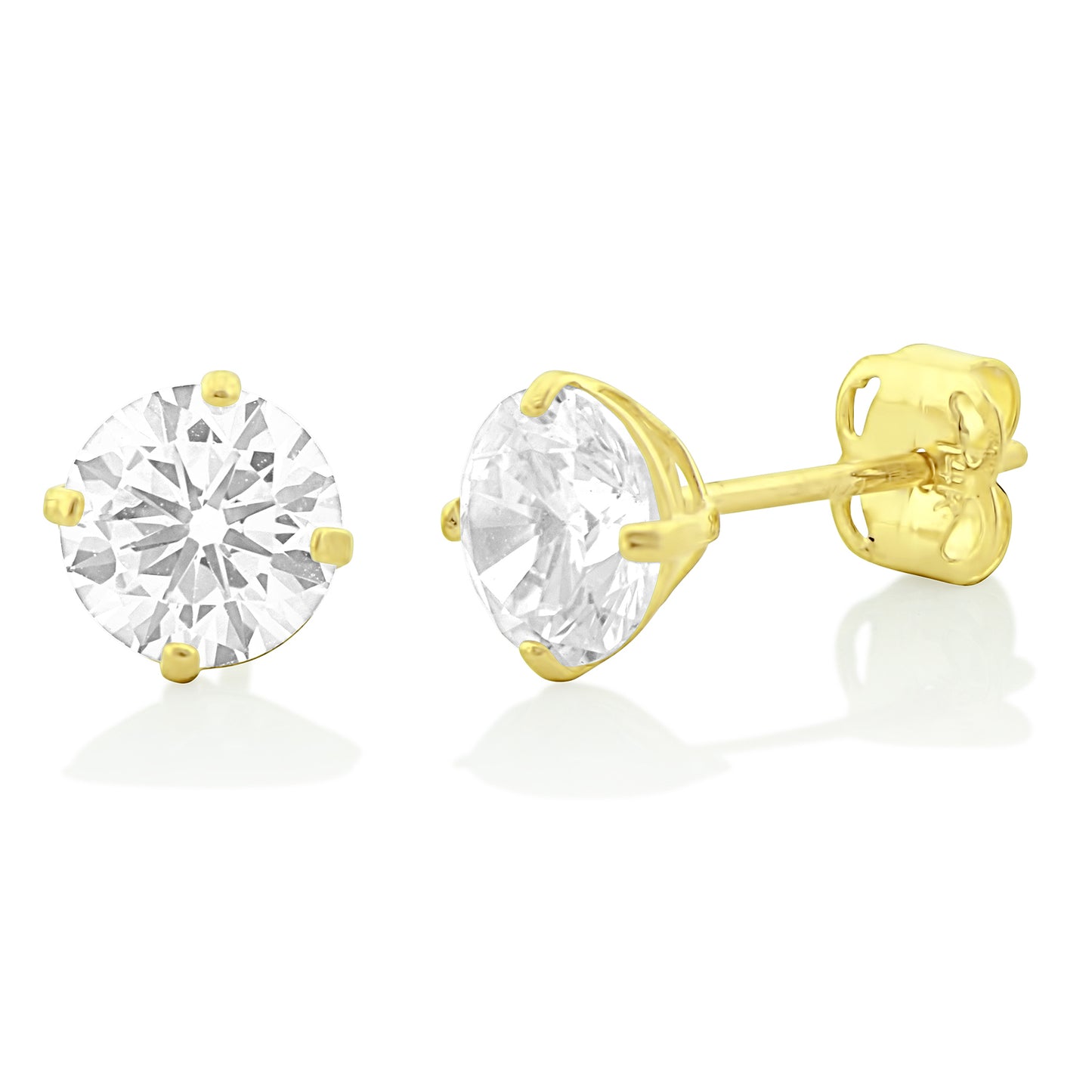14K Yellow Gold .90ct Cz Round Stud Earrings