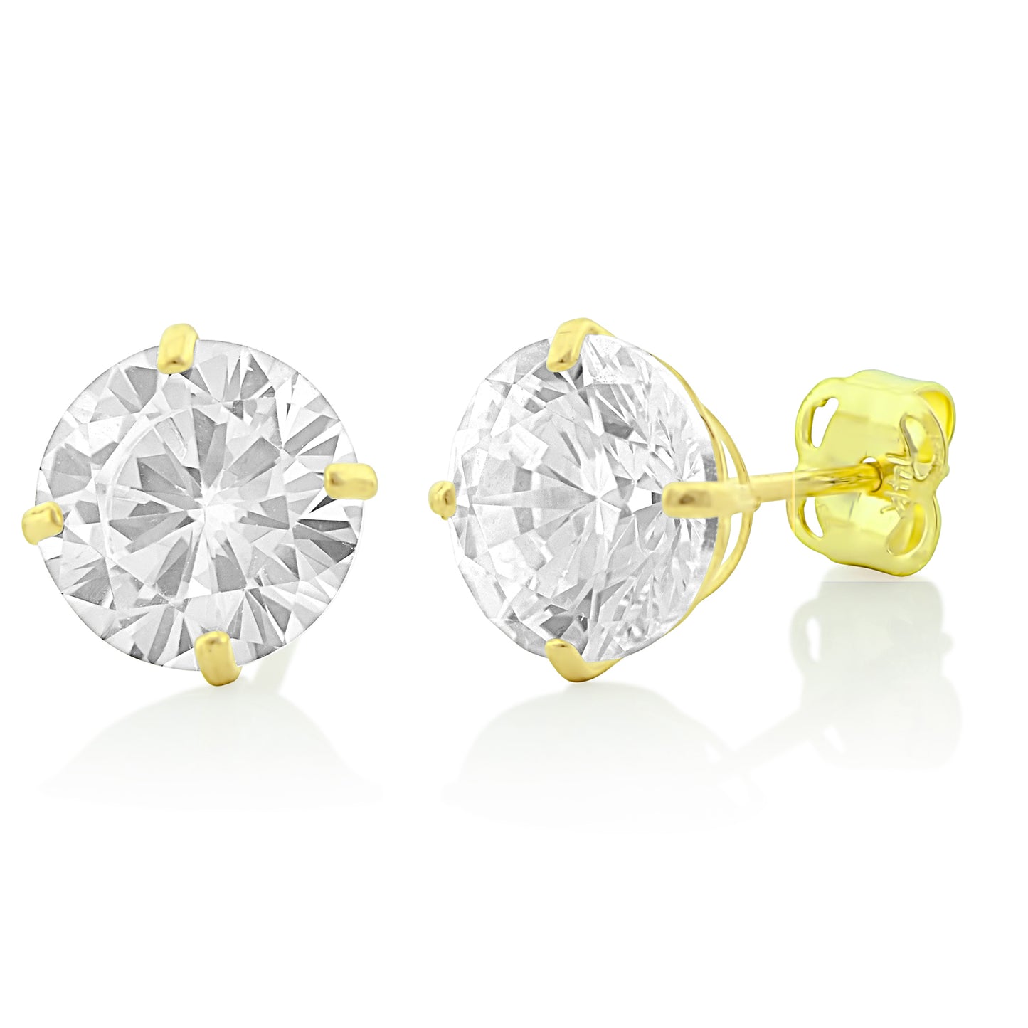 14K Yellow Gold 2.55ct Cz Round Stud Earrings