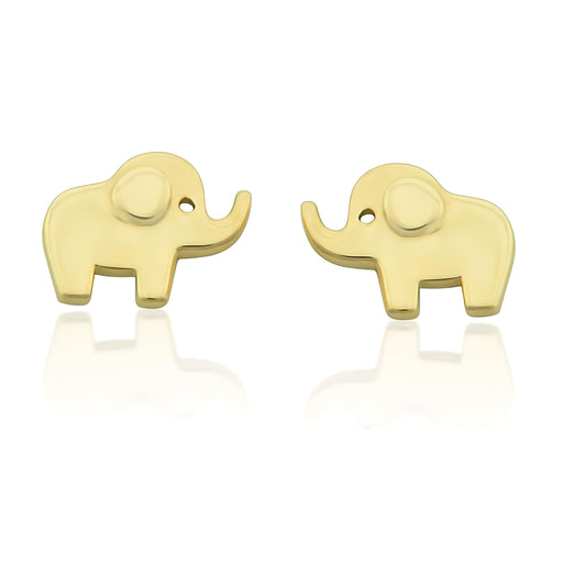 Vinali 14K Yellow Gold Satin Finish Elephant Stud Earrings for Women