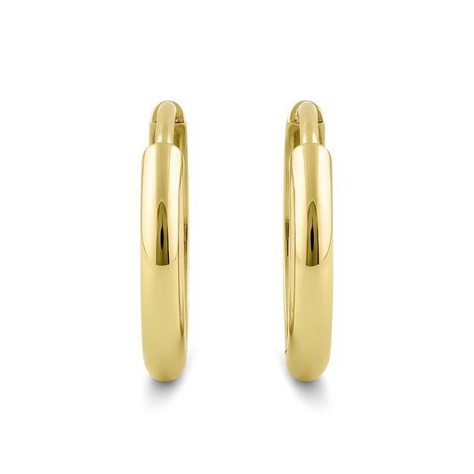 Vinali 14K Solid Yellow Gold 12mm Polished Huggie Hoop Earrings for Women