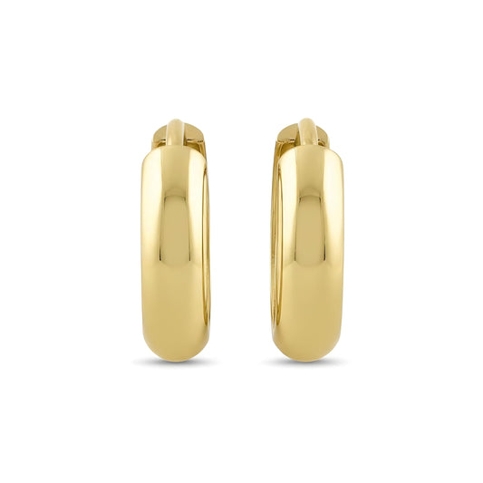 Vinali 14K Solid Yellow Gold Polished 12mm Huggie Hoop Earrings for Women