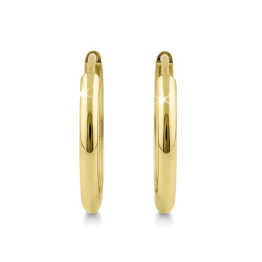 Vinali 14K Solid Yellow Gold Dainty Hoop Earrings for Women 14mm