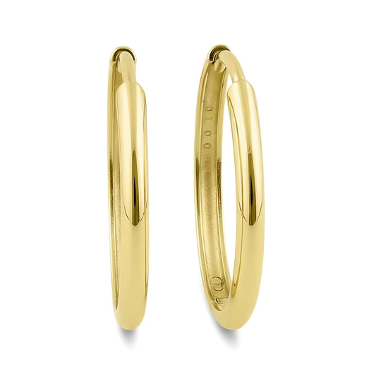 Vinali 14K Solid Yellow Gold Thin Endless Hoop Earrings for Women 18mm