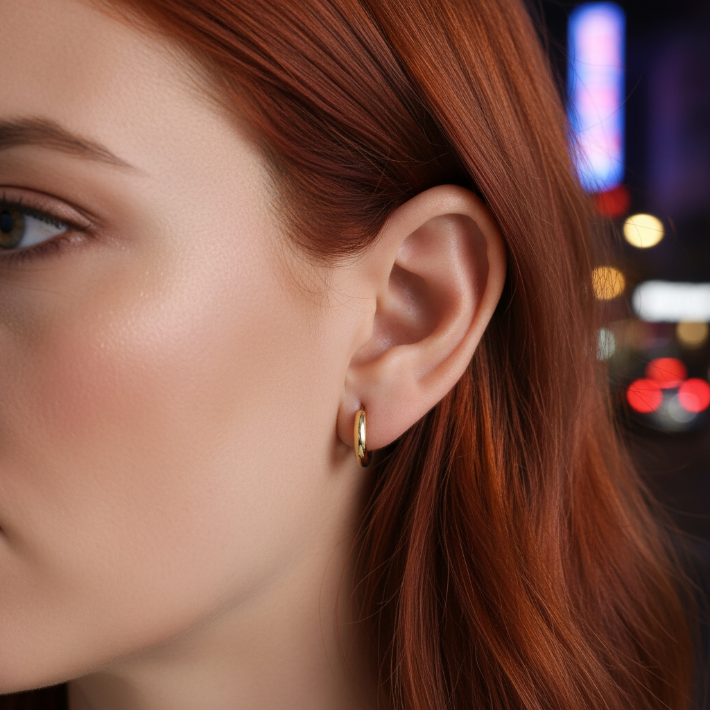 14K Solid Yellow Gold Tiny Hoop Earrings for Women (12mm x 3mm) - 14K Real Gold Small Huggie Earrings Gifts for Women Girls