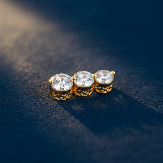 Solid 14K Yellow Gold Triple Tier CZ Pendant for Women and Teens