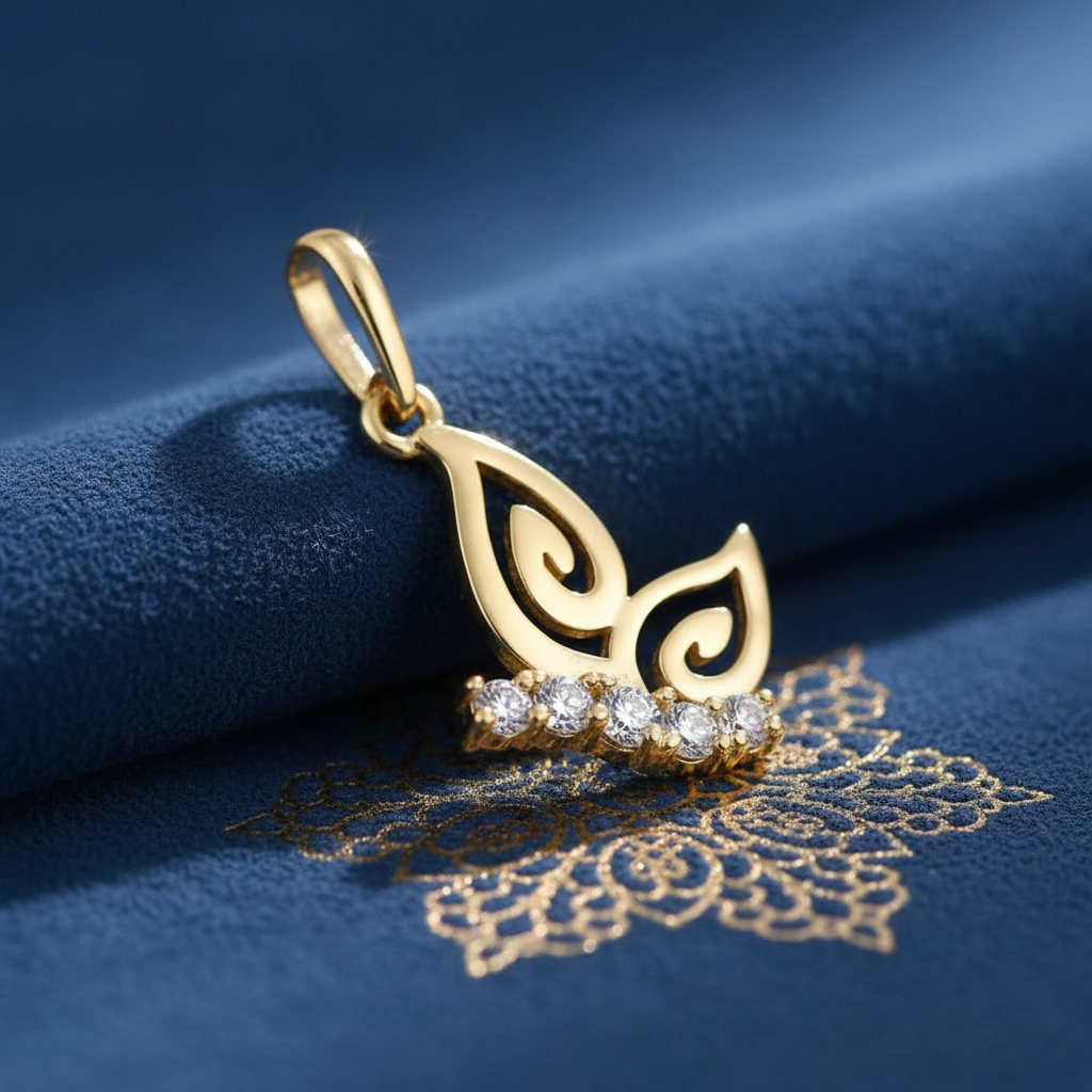 Solid 14K Yellow Gold CZ Butterfly Pendant for Women and Teens