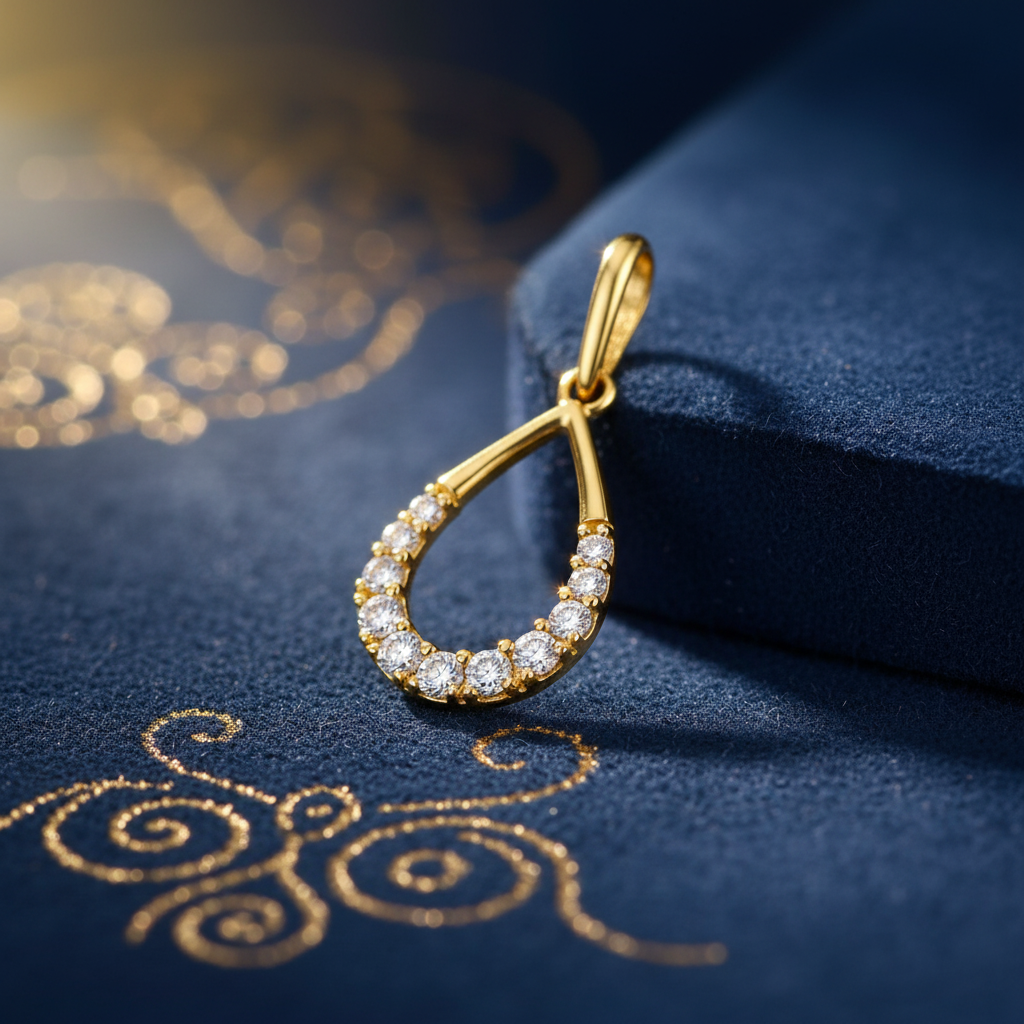 Solid 14K Yellow Gold Elegant CZ Drop Pendant for Women and Teens