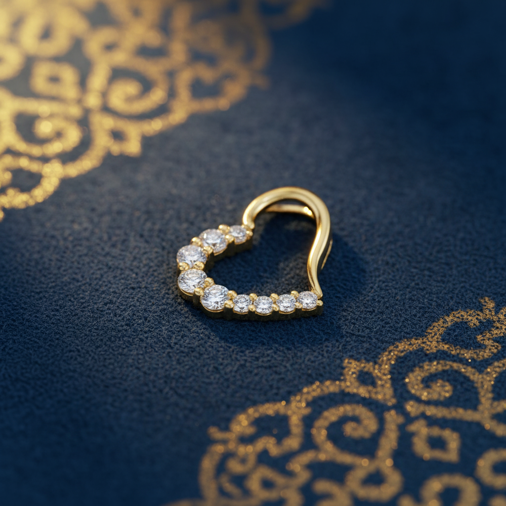 Solid 14K Gold CZ Heart Pendant for Women and Teens