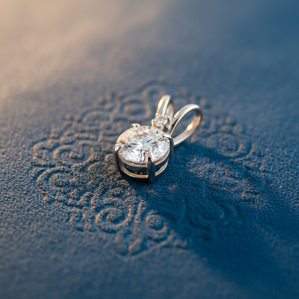 Solid 14K White Gold 4.5MM Round CZ Pendant for Women and Teens