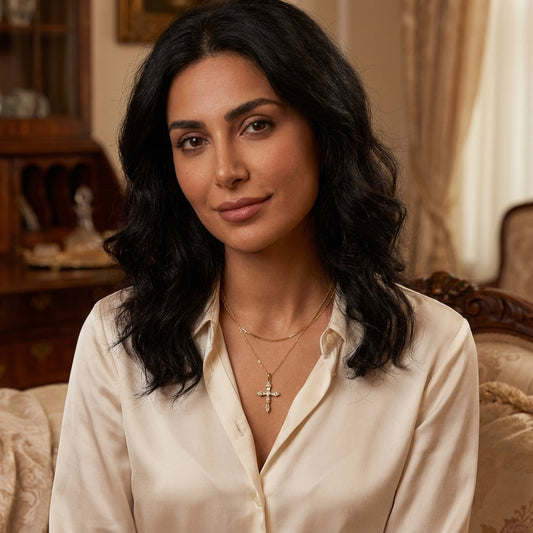 Solid 14k Gold Adorned Cross Pendant for Women and Teens