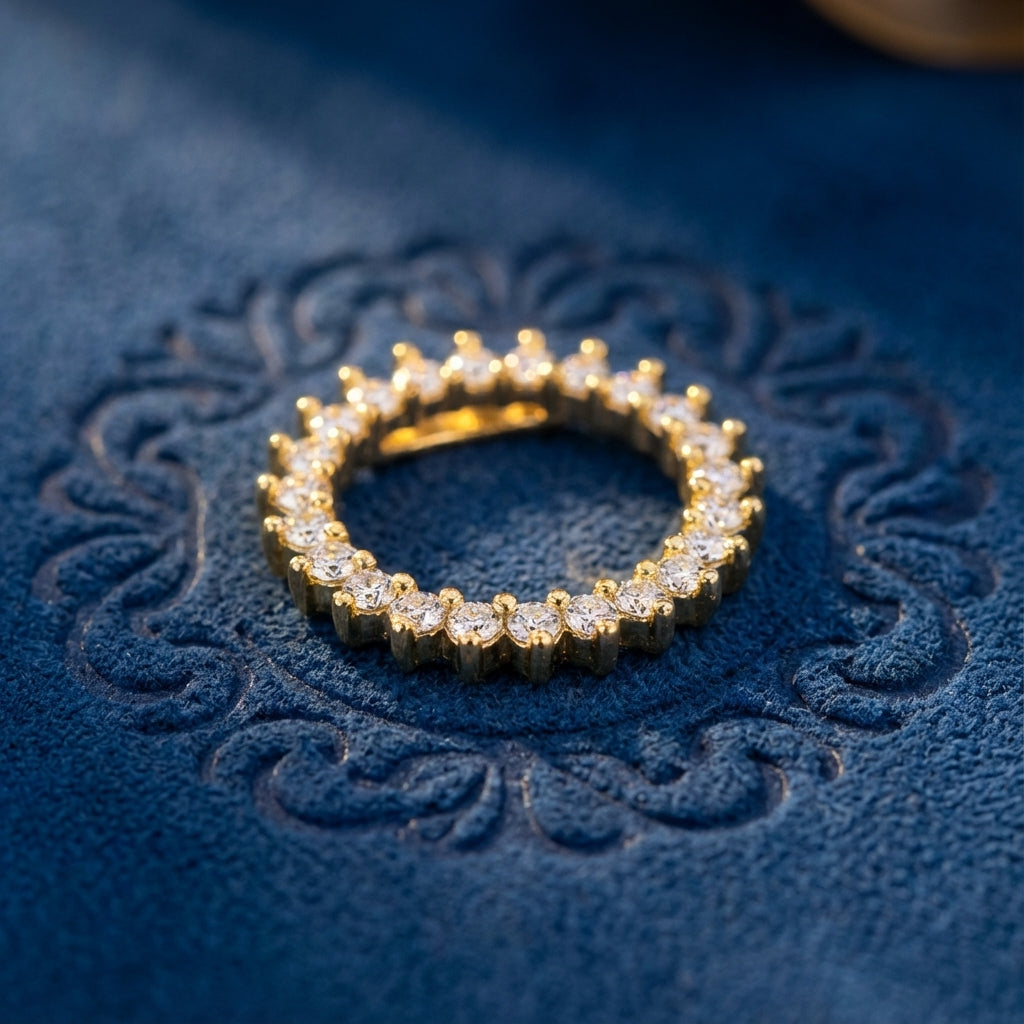 Solid 14k Gold Minimalist Circle CZ Pendant for Women and Teens