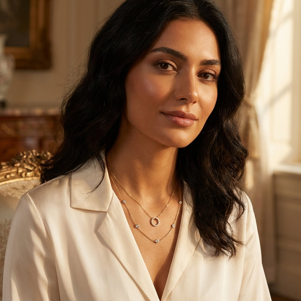 Solid 14k Gold Minimalist Circle CZ Pendant for Women and Teens