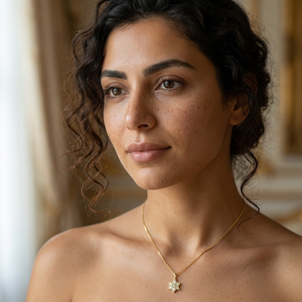 Solid 14k Gold Flower CZ Pendant for Women and Teens