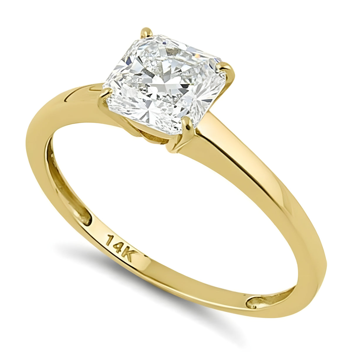 Vinali 14K Solid Yellow Gold Asscher Cut CZ Solitaire Engagement Ring worn and styled