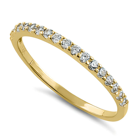Vinali 14K Solid Yellow Gold 1.5mm Band Half Eternity Round CZ Wedding Band