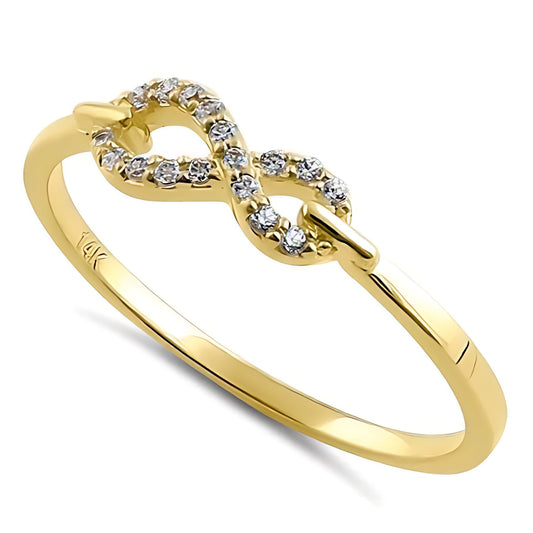Vinali 14K Solid Yellow Gold Infinity CZ Ring for Women