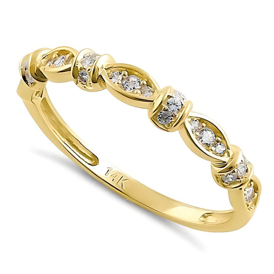 Vinali 14K Solid Yellow Gold Marquise Station Half Eternity CZ Wedding Band