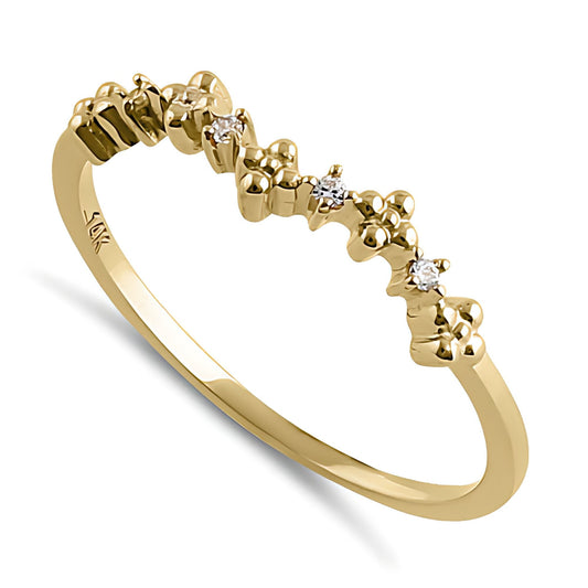 Vinali 14K Solid Yellow Gold Dainty CZ Beaded Cluster Stackable Ring