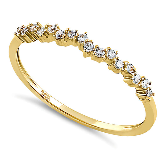 Vinali 14K Solid Yellow Gold Scattered Cluster CZ Stacking Band for Women