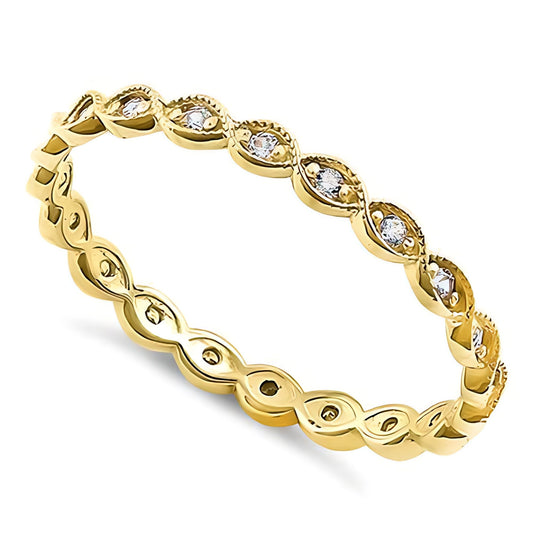 Vinali 14K Solid Yellow Gold Full Eternity CZ Stackable Band for Women