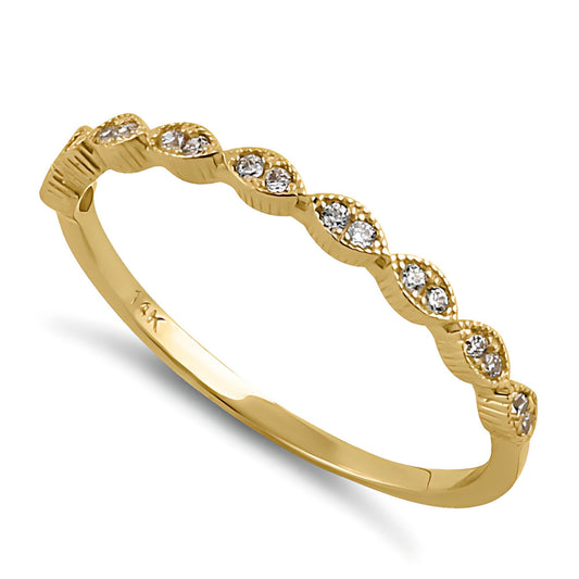 Vinali 14K Solid Yellow Gold Thin Marquise Station Half Eternity CZ Ring