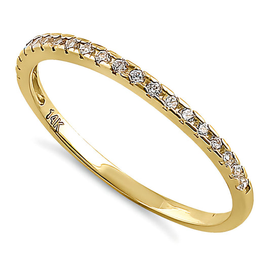 Vinali 14K Solid Yellow Gold Thin Half Eternity CZ Wedding Band for Women