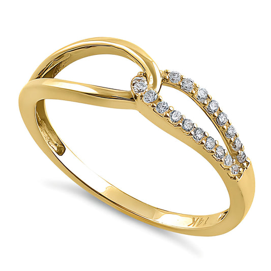 Vinali 14K Solid Yellow Gold Love Knot CZ Ring for Women
