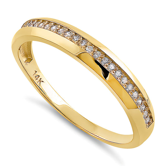 Vinali 14K Solid Yellow Gold Half Eternity Pave CZ Wedding Band for Women