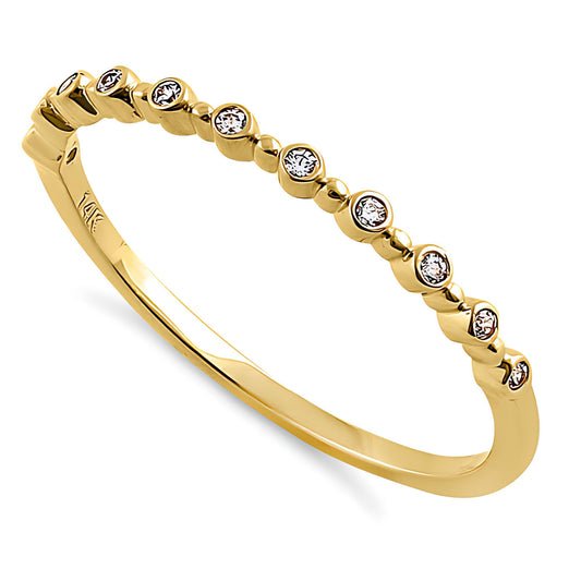 Vinali 14K Solid Yellow Gold Bezel Dot Round CZ Stacking Band for Women