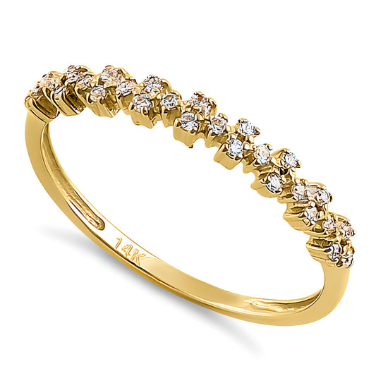 Vinali 14K Solid Yellow Gold Cluster CZ Stackable Band Ring for Women