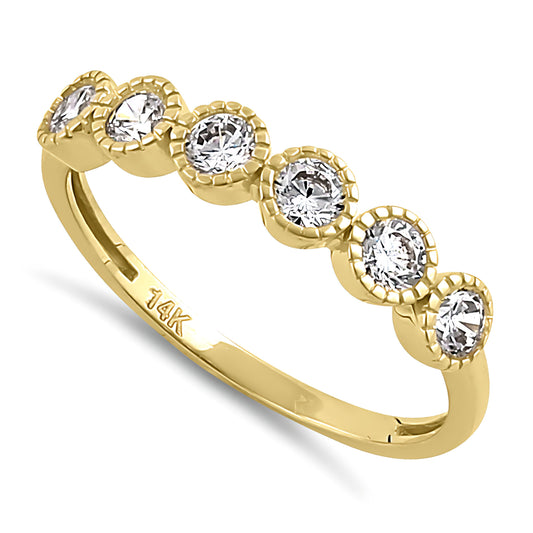 Vinali 14K Solid Yellow Gold 1.5mm Band Bezel Set CZ Half Eternity Band