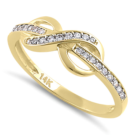 Vinali 14K Solid Yellow Gold Infinity Pave CZ Promise Ring for Women