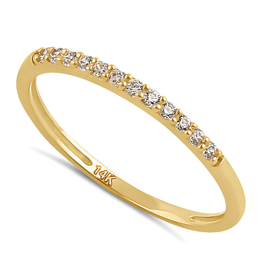 Vinali 14K Solid Yellow Gold Thin Pave CZ Stackable Band Ring for Women