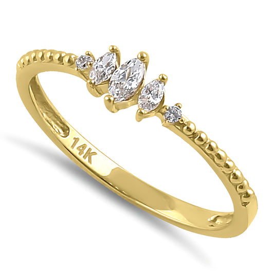 Vinali 14K Solid Yellow Gold Marquise CZ Stackable Ring for Women