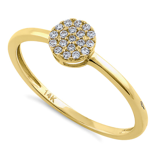Vinali 14K Solid Yellow Gold Round Pave CZ Cluster Ring for Women