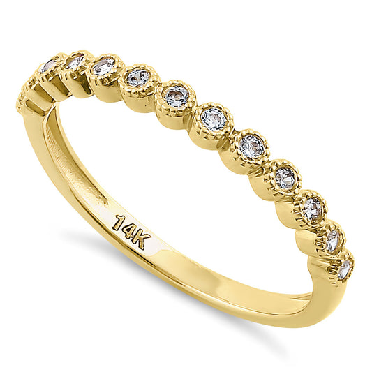 Vinali 14K Solid Yellow Gold 2.2mm Band Bezel Set CZ Half Eternity Band