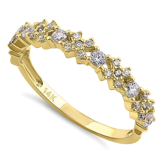 Vinali 14K Solid Yellow Gold X and O CZ Stackable Band Ring for Women