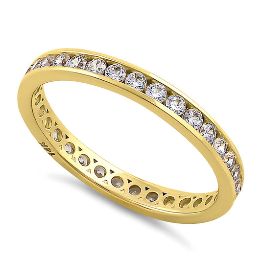 Vinali 14K Solid Yellow Gold Channel Set CZ Eternity Wedding Band