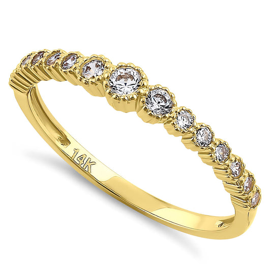 Vinali 14K Solid Yellow Gold Graduated CZ Half Eternity Stacking Band