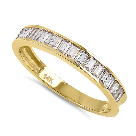 Vinali 14K Solid Yellow Gold Baguette CZ Half Eternity Wedding Band