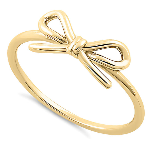 Vinali 14K Solid Yellow Gold Ribbon Bow Ring for Women