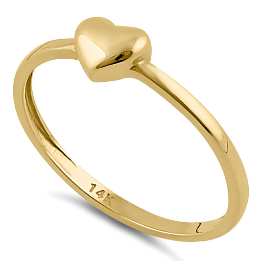 Vinali 14K Solid Yellow Gold 1.5mm Band Puffy Heart Ring for Women