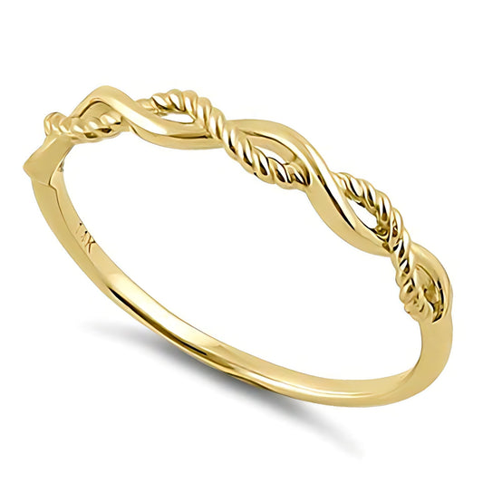 Vinali 14K Solid Yellow Gold 1.4mm Band Twisted Rope Stacking Ring