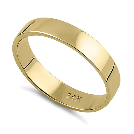 Vinali 14K Solid Yellow Gold 4mm Flat Wedding Band Ring for Men and Women