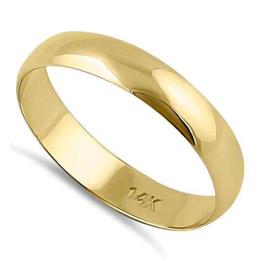 Vinali 14K Solid Yellow Gold 4mm Dome Wedding Band for Men and Women