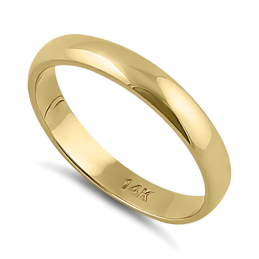 Vinali 14K Solid Yellow Gold 3mm Plain Dome Wedding Band for Men and Women
