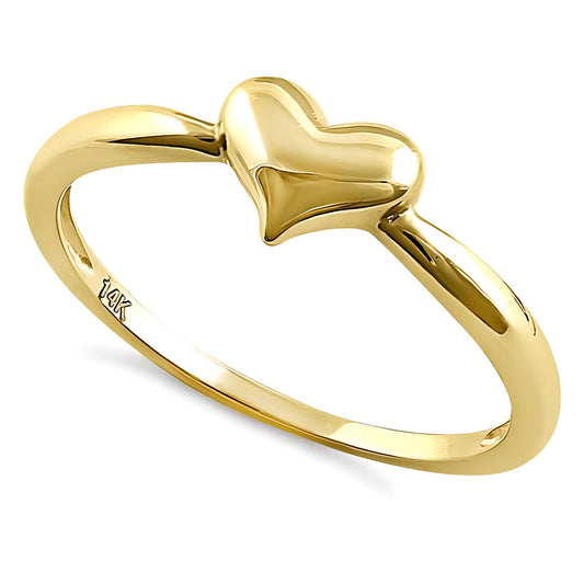 Vinali 14K Solid Yellow Gold 1.6mm Band Puffy Heart Ring for Women