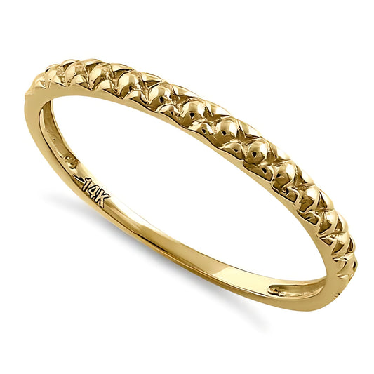 Vinali 14K Solid Yellow Gold Beaded Stacking Band for Women